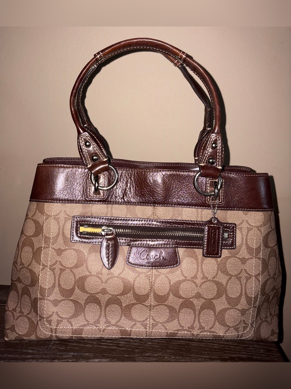 Coach Penelope signature jacquard double handle tote bag